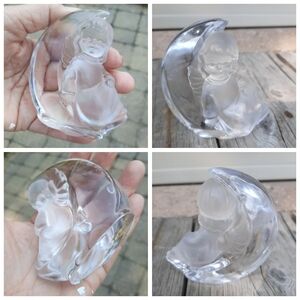 Vtg glass figure Goebel baby on the moon 21% lead crystal paperweight